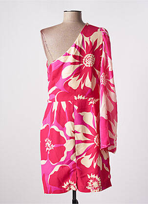 Robe mi-longue imprimé fleurs manches longues rose MORGAN femme