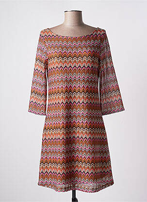 Robe mi-longue manches 3/4 manches 3/4 orange LOLA ESPELETA femme