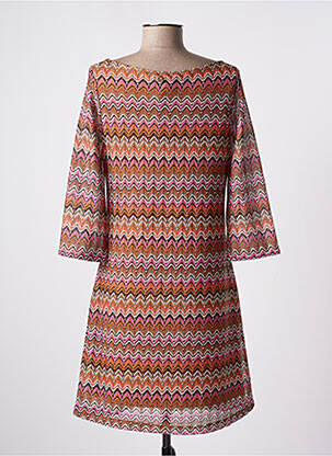 Robe mi-longue manches 3/4 manches 3/4 orange LOLA ESPELETA femme