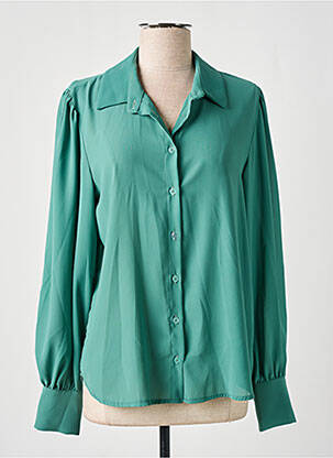 Chemisier tissage crêpe manches longues vert EGO femme