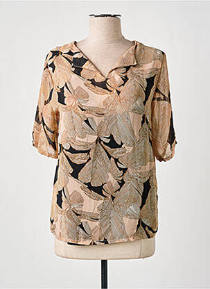 Blouse légère et transparente manches courtes orange SIGNATURE femme