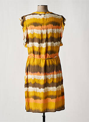 Robe mi-longue coupe fluide manches courtes jaune FELINO femme