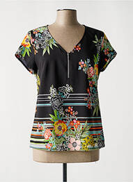 Blouse imprimé fleurs manches courtes noir FRED SABATIER femme