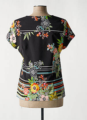 Blouse imprimé fleurs manches courtes noir FRED SABATIER femme