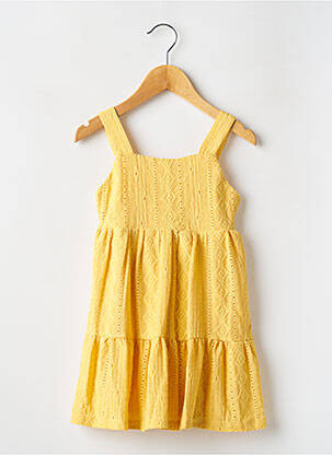 Robe mi-longue col carré sans manche jaune MAYORAL fille