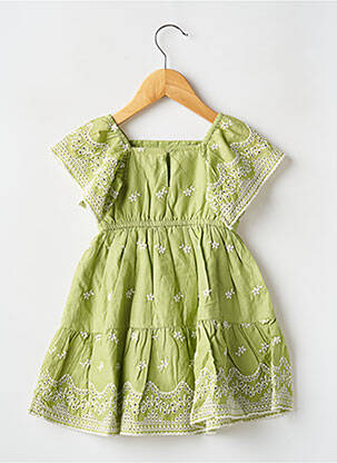 Robe mi-longue col carré manches courtes vert MAYORAL fille