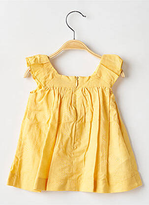 Robe mi-longue col carré manches courtes jaune MAYORAL fille