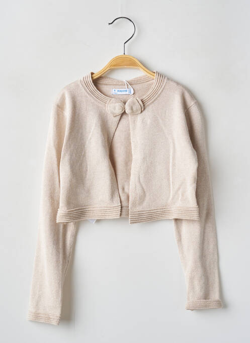 Gilet manches longues col rond beige MAYORAL fille