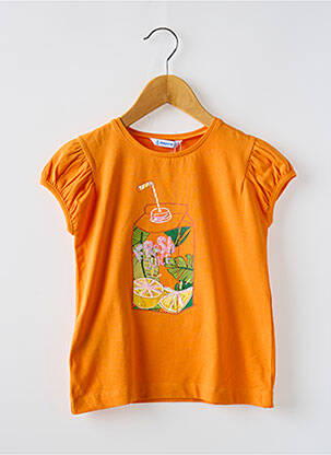 T-shirt coupe cintrée manches courtes orange MAYORAL fille
