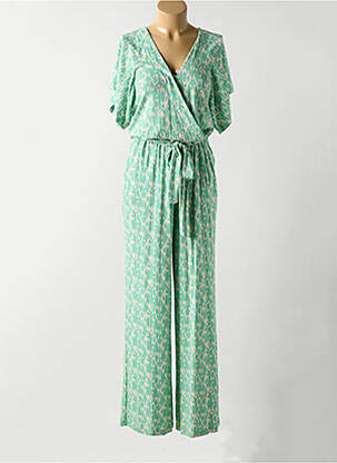 Combi-pantalon col cache-coeur manches courtes vert SUMMUM femme