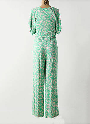 Combi-pantalon col cache-coeur manches courtes vert SUMMUM femme