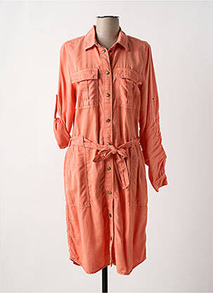 Robe mi-longue coupe fluide manches longues orange SUMMUM femme