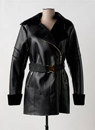 Manteau long finition intérieure fourrure synthétique sans capuche noir LOLA CASADEMUNT femme