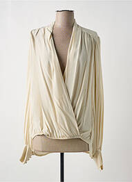 Blouse poignets boutonnés avec fente manches longues beige SUMMUM femme