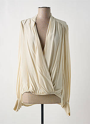 Blouse poignets boutonnés avec fente manches longues beige SUMMUM femme