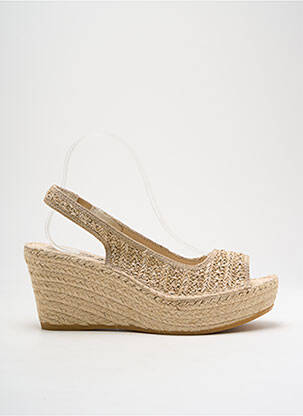 Espadrilles tissage satiné talon de 4 à 6cm beige LA MAISON DE L'ESPADRILLE femme