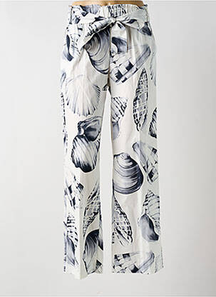 Pantalon large tissage popeline taille haute blanc TWINSET femme