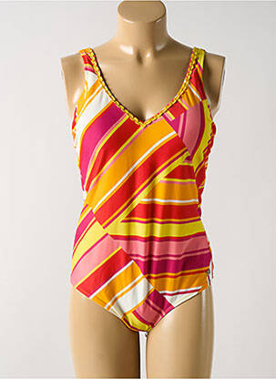 Maillot de bain 1 pièce effet matière satinée haut soutien-gorge avec mousse de rembourrage amovible rouge MARINA SPORT femme