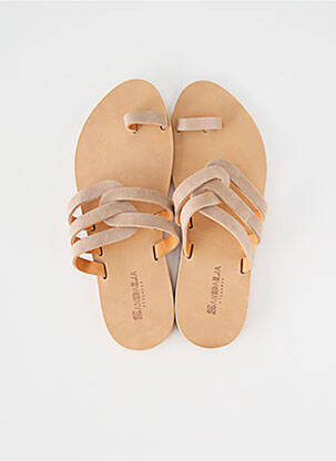 Mules/sabots nubuck talon plat jusqu'à 3cm beige SANDALIA CYCLADES femme