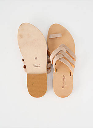 Mules/sabots nubuck talon plat jusqu'à 3cm beige SANDALIA CYCLADES femme