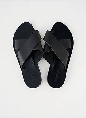 Mules/sabots matière lisse talon plat jusqu'à 3cm noir SANDALIA CYCLADES femme