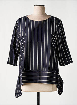 Blouse tissage popeline manches 3/4 noir LUISA CERANO femme
