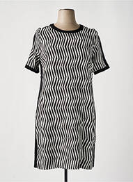 Robe mi-longue imprimé fantaisie manches courtes noir BLEU BLANC ROUGE femme