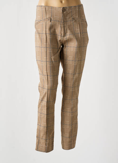 Pantalon slim taille élastique taille haute marron PARA MI femme