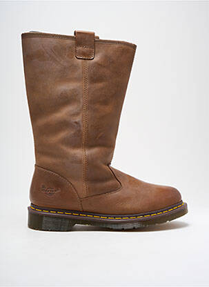 Bottes tissage satiné talon plat jusqu'à 3cm marron DR MARTENS femme