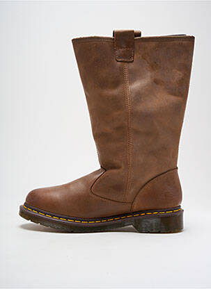Bottes tissage satiné talon plat jusqu'à 3cm marron DR MARTENS femme