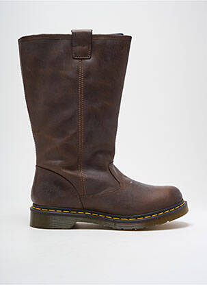 Bottes matière lisse talon plat jusqu'à 3cm marron DR MARTENS femme