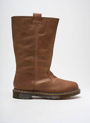 Bottes matière lisse talon plat jusqu'à 3cm marron clair DR MARTENS femme