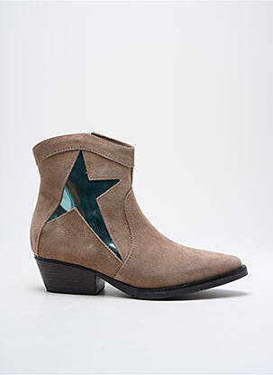 Bottines/boots tissage satiné talon de 4 à 6cm beige MJUS femme