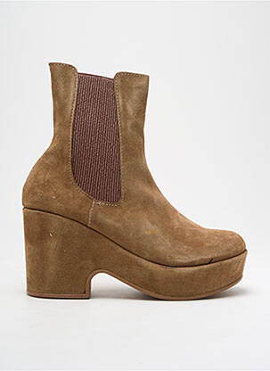 Bottines/boots nubuck talon de 4 à 6cm beige BUENO femme