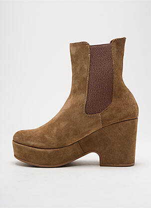 Bottines/boots nubuck talon de 4 à 6cm beige BUENO femme