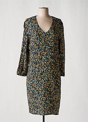 Robe mi-longue imprimé fleurs manches longues bleu LE PETIT BAIGNEUR femme