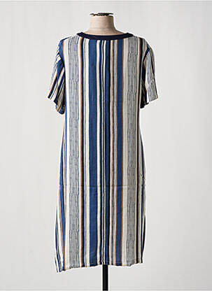 Robe mi-longue manches courtes manches courtes bleu PAOLA BURANI femme