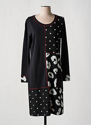 Robe mi-longue manches longues manches longues noir DOLCEZZA femme