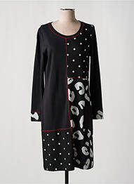 Robe mi-longue manches longues manches longues noir DOLCEZZA femme