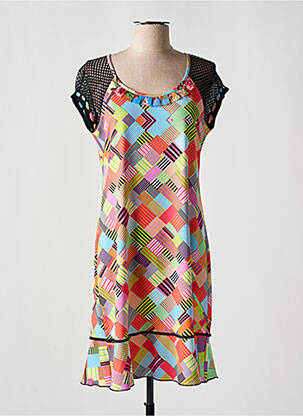 Robe mi-longue manches courtes manches courtes orange OLIVIER PHILIPS femme