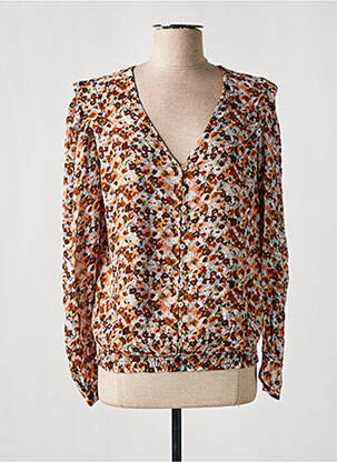 Blouse poignets boutonnés avec fente manches longues marron ESQUALO femme