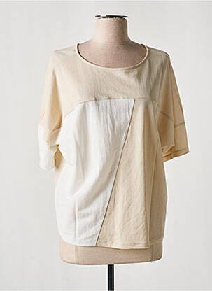T-shirt coupe droite manches courtes beige PAOLA BURANI femme