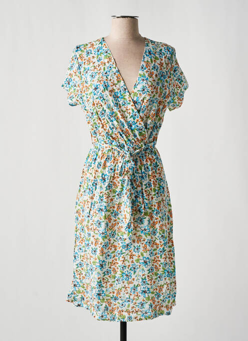 Robe mi-longue bleu COULEURS DU TEMPS pour femme