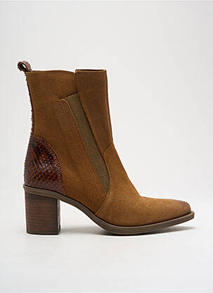 Bottines/boots tissage satiné talon de 4 à 6cm marron CASTA femme