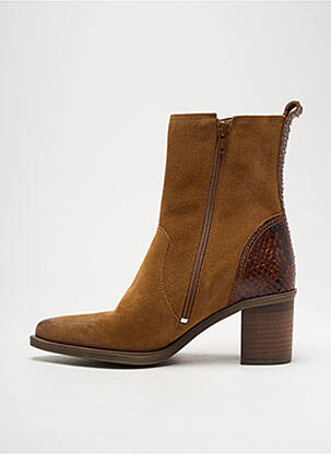 Bottines/boots tissage satiné talon de 4 à 6cm marron CASTA femme