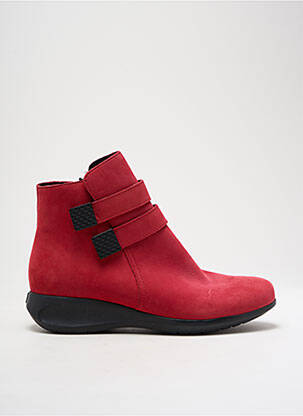 Bottines/boots nubuck talon de 4 à 6cm rouge HIRICA femme