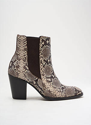 Bottines/boots matière lisse talon de 7 à 9cm beige REQINS femme