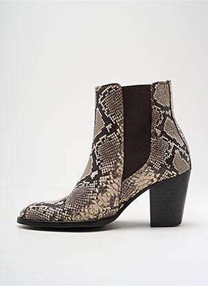 Bottines/boots matière lisse talon de 7 à 9cm beige REQINS femme
