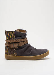 Bottines/boots tissage satiné bout rond gris SHOO POM fille
