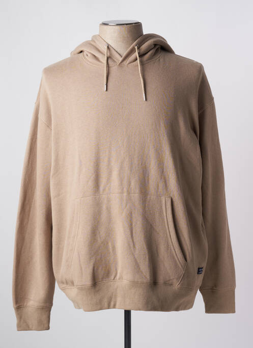 Sweat-shirt à capuche beige JACK & JONES pour homme